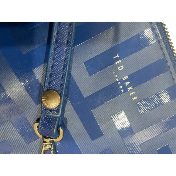 TED BAKER ROYAL BLUE CLUTCH WRISTLET BAG PREPPY CHIC AESTHETIC VERSATILE - Picture 5 of 14